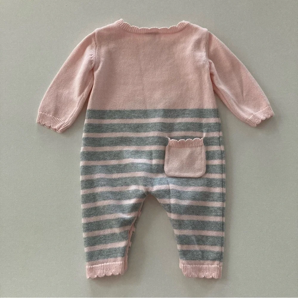 Gymboree Baby Girl 0-3 Months Pink Bunny Knit Romper